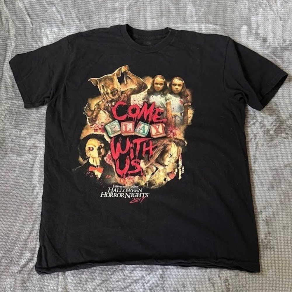Universal Studios Halloween Horror Nights 2017 Shirt Mens XL Saw Chucky Shining